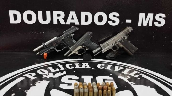 Em investigação de homicídio, comerciante é detido com armas furtadas da PM do Mato Grosso e de MS