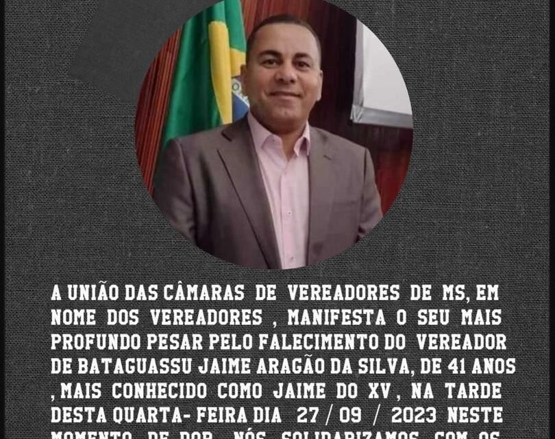 Nota de Pesar – Falecimento do Vereador Jaime Aragão da Silva